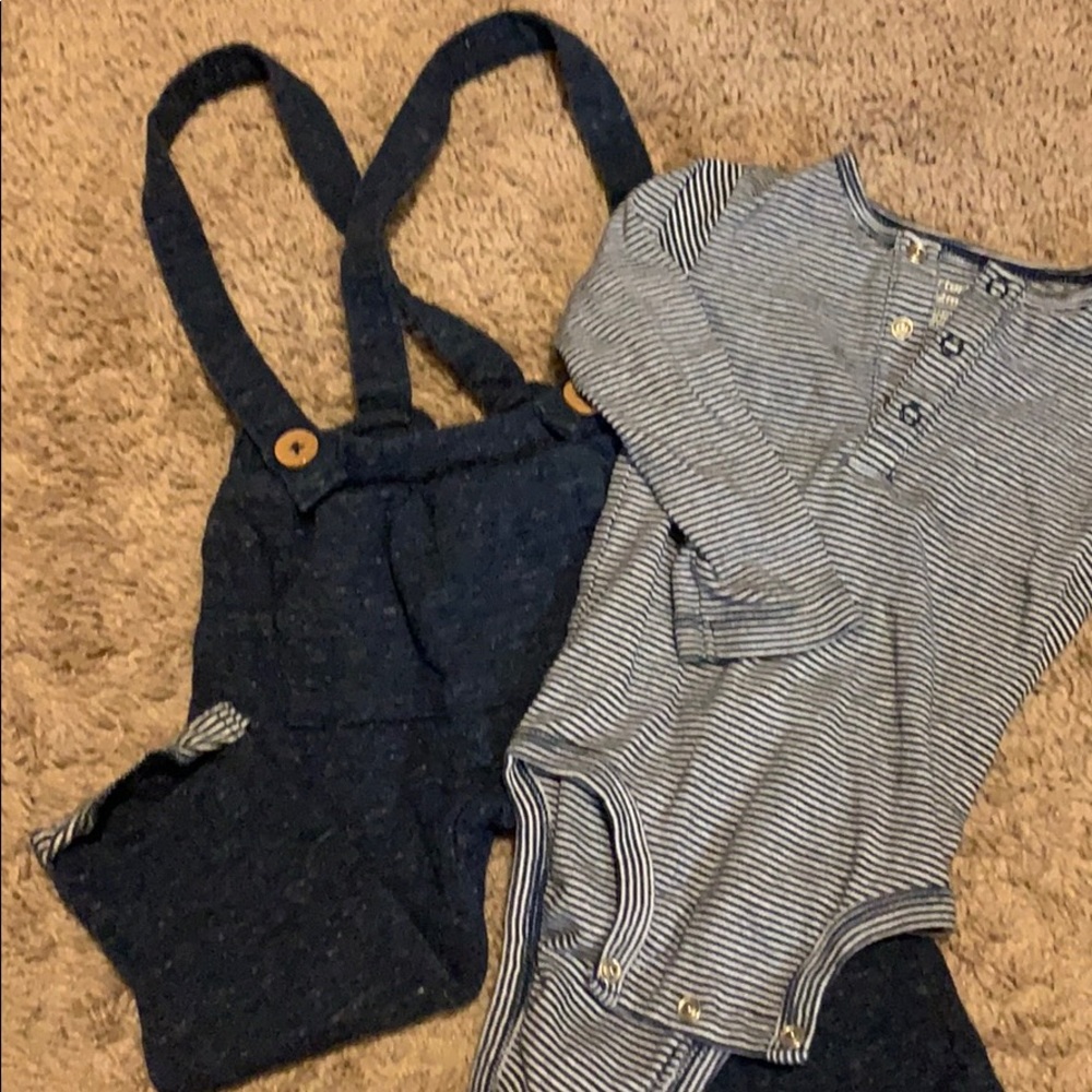 Soft Overalls and long sleeve bodysuit Carters 12m